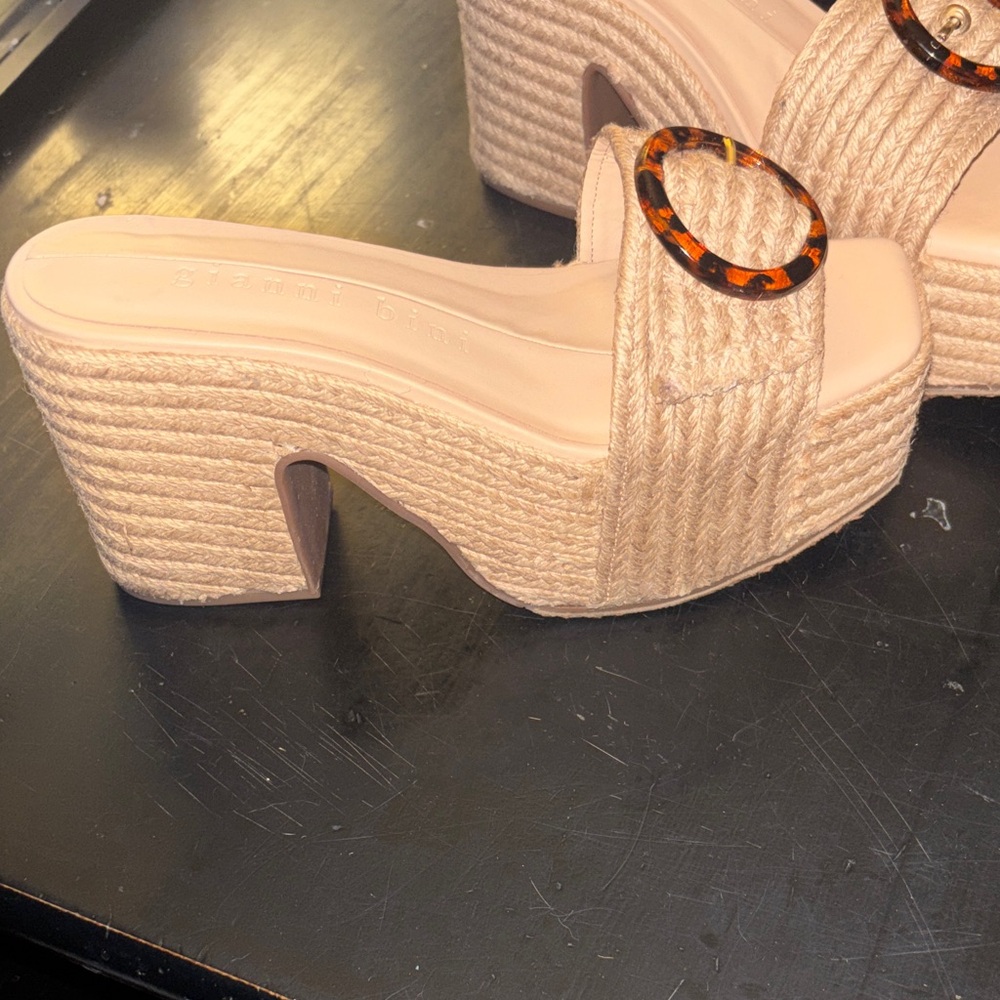 Gianni Bini Natural Raffia Slide Sandals Espadrille Size 8 - Picture 3 of 9